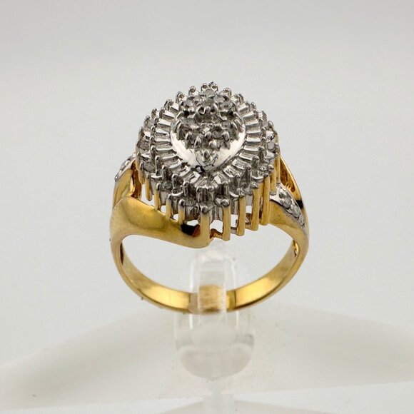 Marquise Cut 1/2 Carat Diamond Ring - Gold Overlaying Sterling Silver Size 8 - Picture 7 of 16